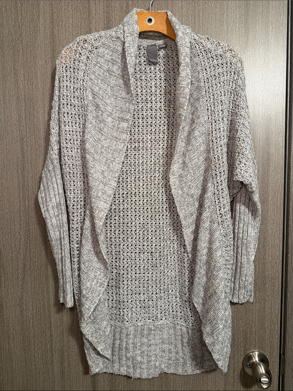 Quinn Women's Marled Gray Knit Open Front Long Sleeve Cardigan Size Small EUC